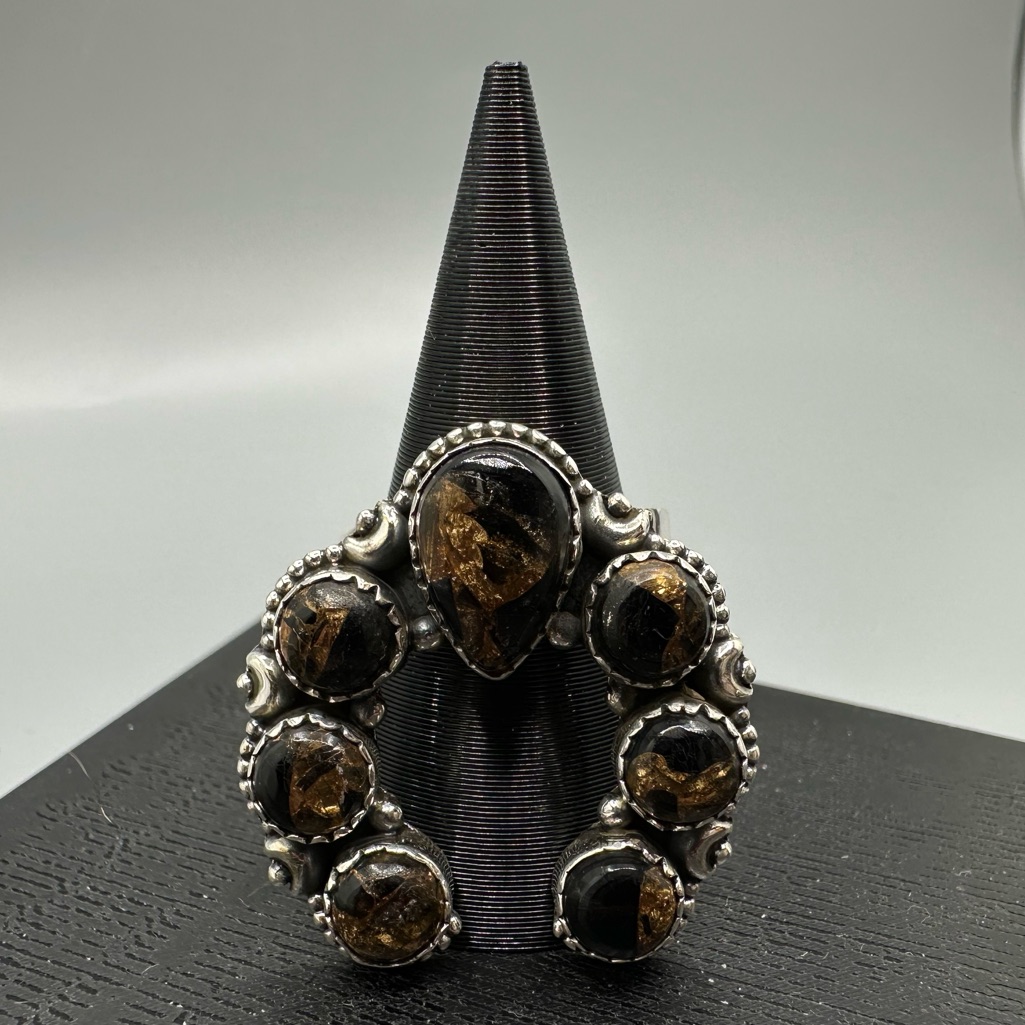 Black Stallion Turquoise Sterling Silver 925 Handmade Naja Ring Adjustable 150$